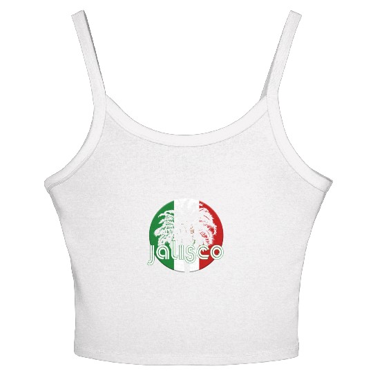 Jalisco Mexico Flag Native Palm Tree Mexican Women's Spaghetti Strap Tank Top
