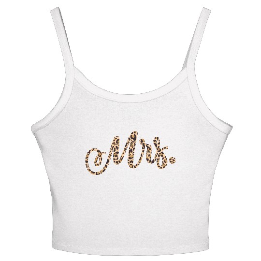 Bride Groom Mrs Leopard Print Wedding Women's Spaghetti Strap Tank Top
