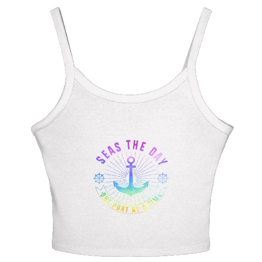 Cruise Seas The Day Family Vacation Women's Spaghetti Strap Tank Top