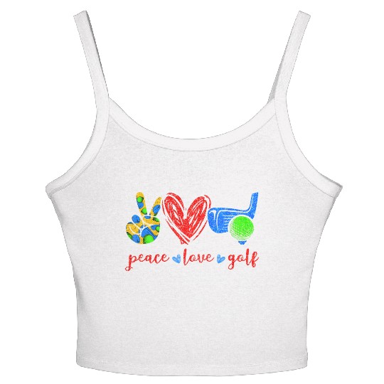 Peace Love Golf Cute Golf Lovers Women's Spaghetti Strap Tank Top