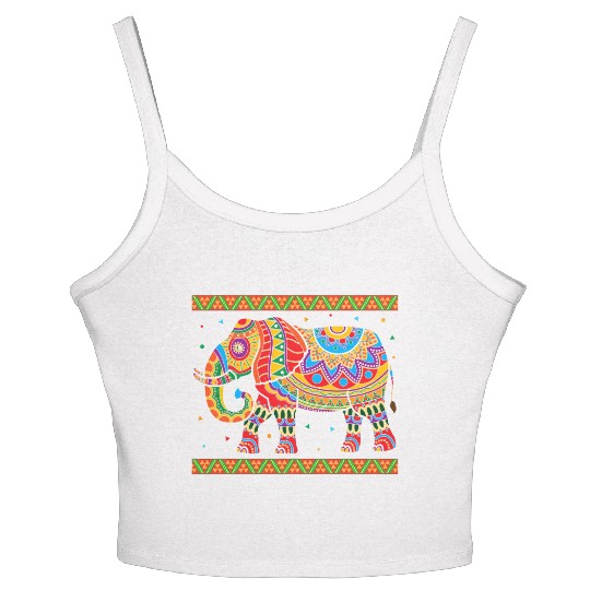 Indian Elephant Colorful Animal Africa Zookeeper S Women's Spaghetti Strap Tank Top