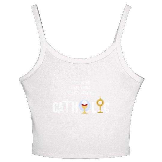 God-Loving Mass-Going Rosary Catholic Women's Spaghetti Strap Tank Top