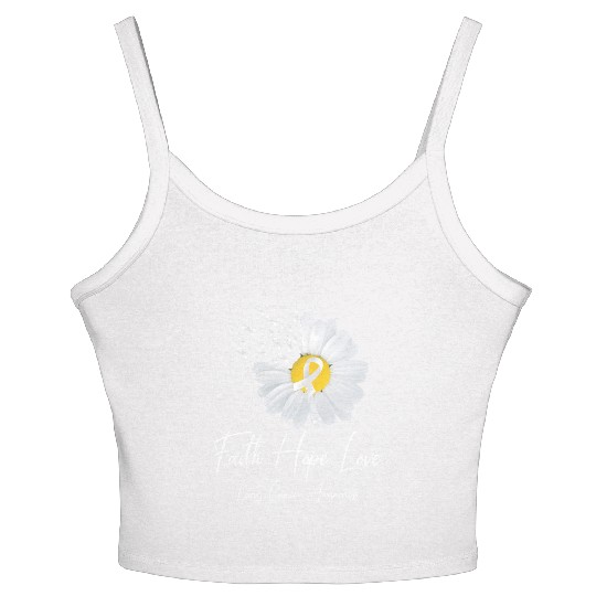 White Flower Ribbon Faith Hope Love Lung Cancer Aw Women's Spaghetti Strap Tank Top