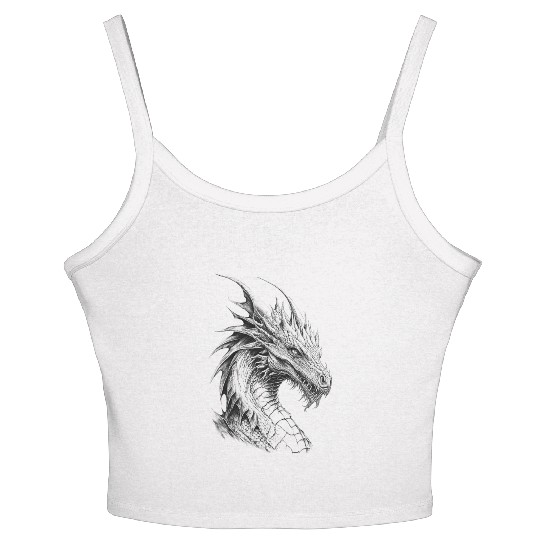 Mythical Dragon. An Epic Grayscale Legend. Women's Spaghetti Strap Tank Top
