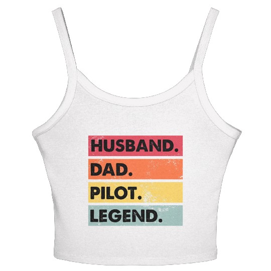 Husband Dad Pilot Legend Airplane Aviation Dad Women's Spaghetti Strap Tank Top