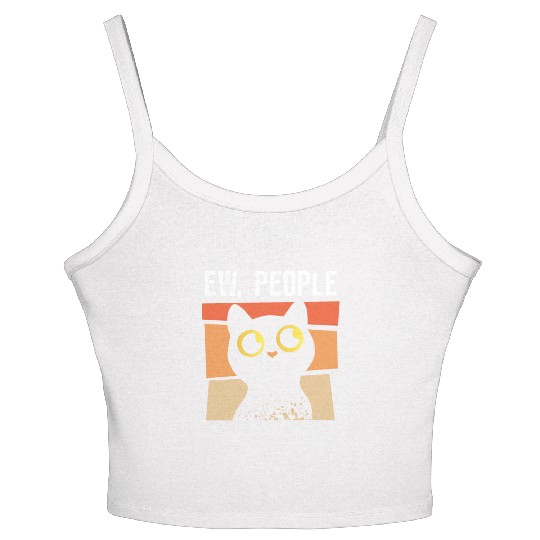 Ew People - cat hates people Women's Spaghetti Strap Tank Top