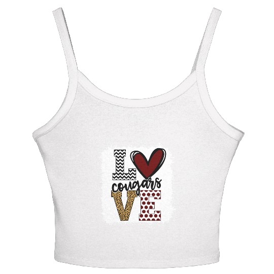 Cougars Mascot Love School Spirit Fantastic Women's Spaghetti Strap Tank Top