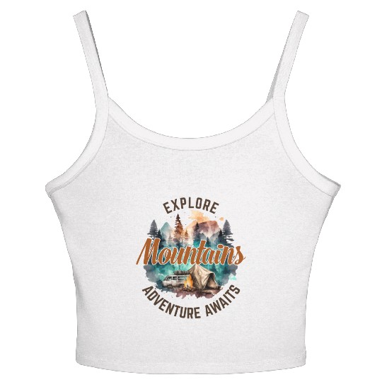 Camping Gear, Adventure Time Women's Spaghetti Strap Tank Top, Hiking Women's Spaghetti Strap Tank Top