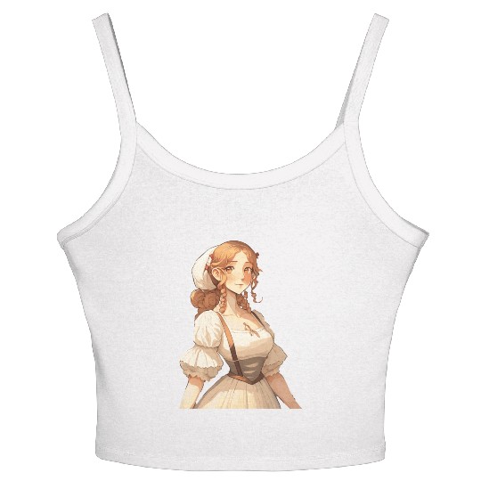 Cute Cottagecore Farm Girl Anime Solarpunk Women's Spaghetti Strap Tank Top