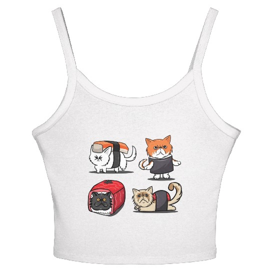 Sushi Persian Cat For Funny Cat Lover Sushi Lover Women's Spaghetti Strap Tank Top