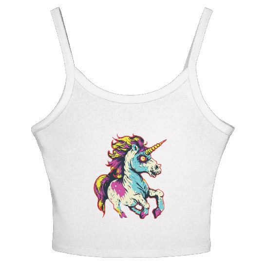 Horror Scary Zombie Unicorn Vintage Women's Spaghetti Strap Tank Top