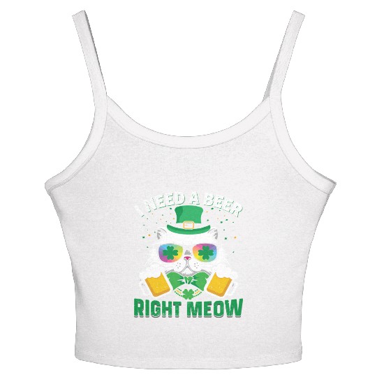 St Patric Day Cat I Need A Beer Right Meow Women's Spaghetti Strap Tank Top