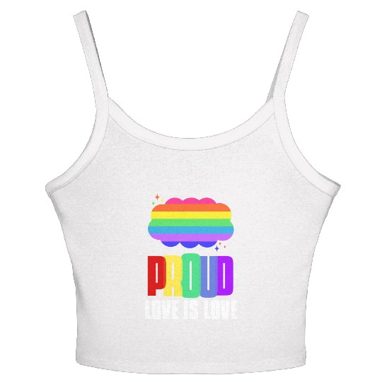 Proud LGBT Women's Spaghetti Strap Tank Top Love is Love Women's Spaghetti Strap Tank Top Rainbow Flag