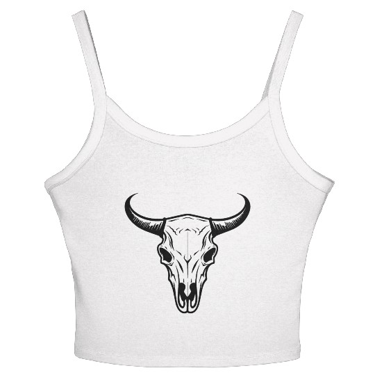 Cow Skull Boho Women's Spaghetti Strap Tank Top