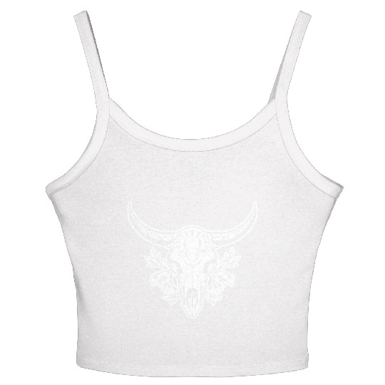 Cow Skull Boho Women's Spaghetti Strap Tank Top