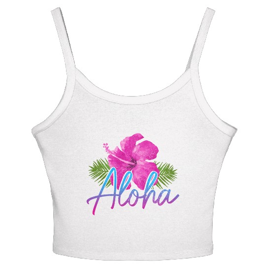 Aloha Hawaiian Islands Hawaii Surf Hibiscus Women's Spaghetti Strap Tank Top