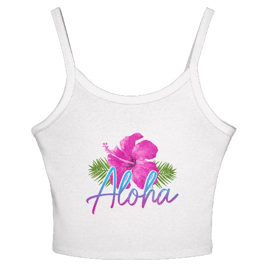 Aloha Hawaiian Islands Hawaii Surf Hibiscus Women's Spaghetti Strap Tank Top