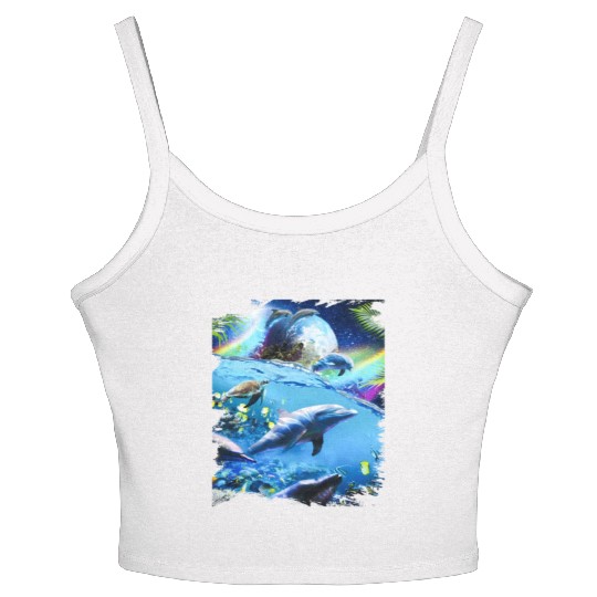 Galaxy Dolphin Dolphins In Space Women's Spaghetti Strap Tank Top