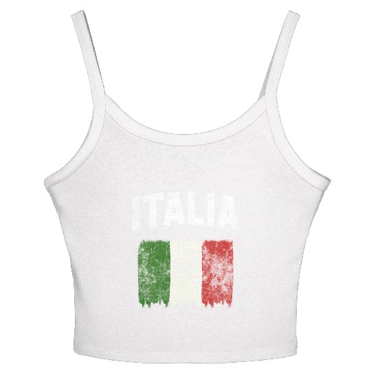 Italia - Distressed Italian Flag Women's Spaghetti Strap Tank Top