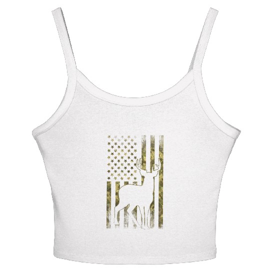 Mule Buck Deer Hunting American Camouflage Usa Women's Spaghetti Strap Tank Top