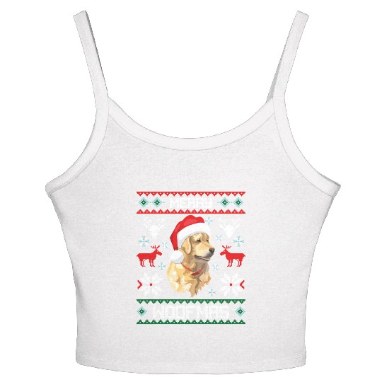 Golden Retriever Merry Woofmas For Women's Spaghetti Strap Tank Top