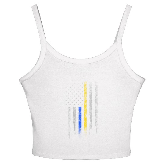 Gold Blue Line 911 Police Dispatcher First Women's Spaghetti Strap Tank Top