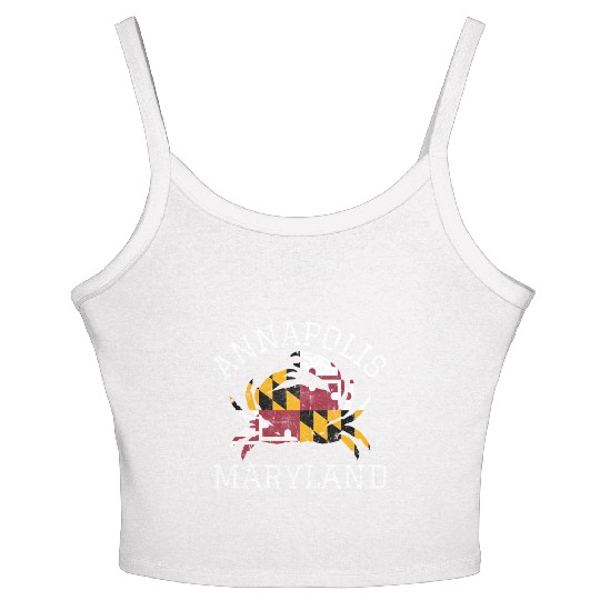 Annapolis Maryland Crab State Flag Home Travel Women's Spaghetti Strap Tank Top
