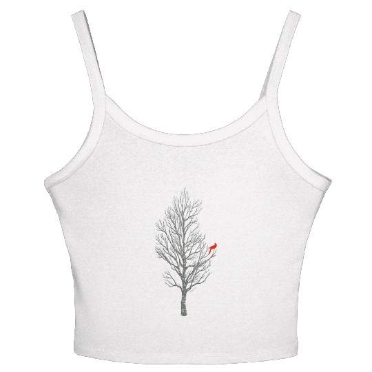 Winter Tree W Cardinal Bird Women's Spaghetti Strap Tank Top