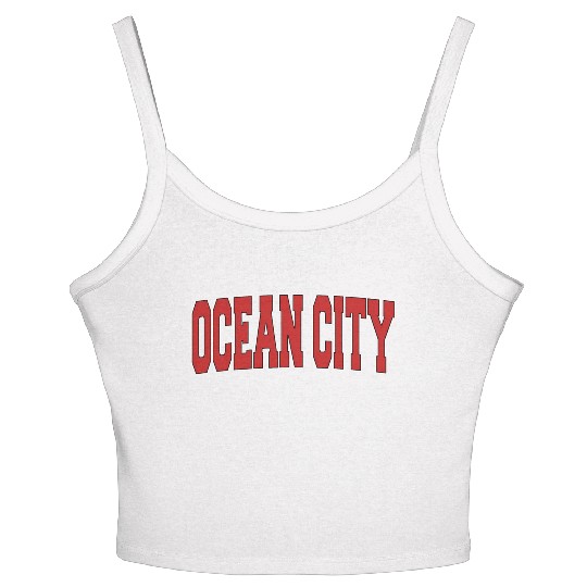 Ocean City Nj New Jersey Varsity Style Usa Sports Women's Spaghetti Strap Tank Top