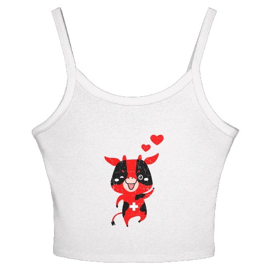 Switzerland Swiss Cow Women's Spaghetti Strap Tank Top
