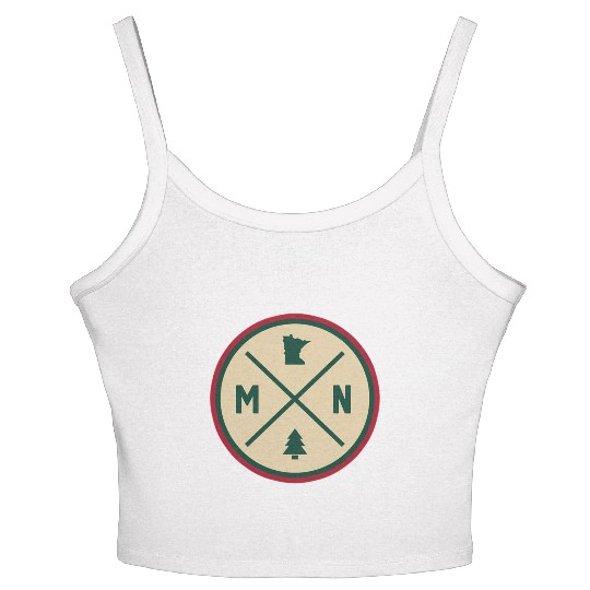 Minnesota Mn Circle Patch Red And Green Women's Spaghetti Strap Tank Top