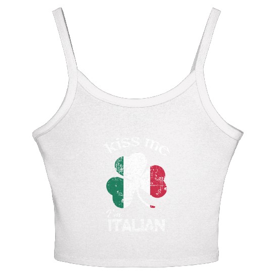 Distress Kiss Me I'M Italian St Patrick'S Day Women's Spaghetti Strap Tank Top