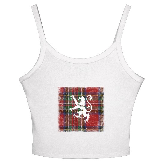 Scottish Tartan Red Plaid Scotland Lion Royal Women's Spaghetti Strap Tank Top