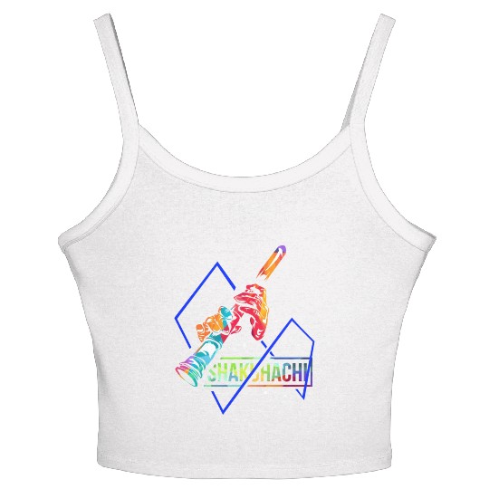 Colorful Shakuhachi Japanese Bamboo Flute Women's Spaghetti Strap Tank Top