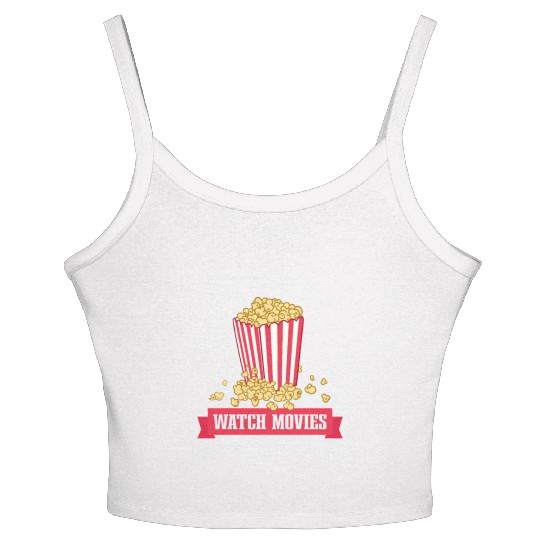 Eat Popcorn Watch Movies Ignore World Apparel Women's Spaghetti Strap Tank Top