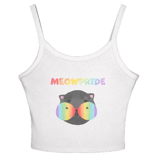 Meow Pride with Cat Design Women's Spaghetti Strap Tank Top for Pride Month