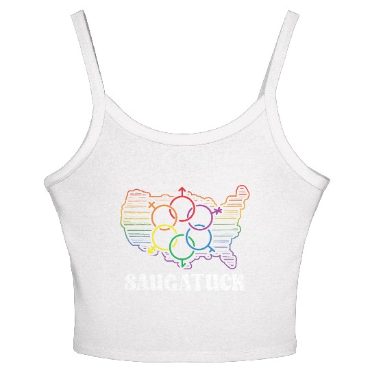 Saugatuck Pride Month Pride Flag LGBT Community LG Women's Spaghetti Strap Tank Top