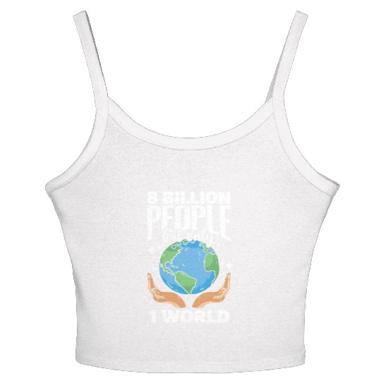 8 Billion People But Only 1 World Earth Diversity Women's Spaghetti Strap Tank Top