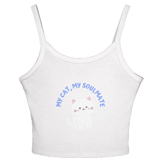 My Cat, My Soulmate, Cute Women's Spaghetti Strap Tank Top