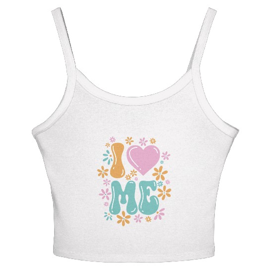 I Love Me Balloon Heart Decor Flower Floral Women's Spaghetti Strap Tank Top