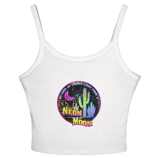 As Long As Theres Light From A Neon Moon Country Women's Spaghetti Strap Tank Top