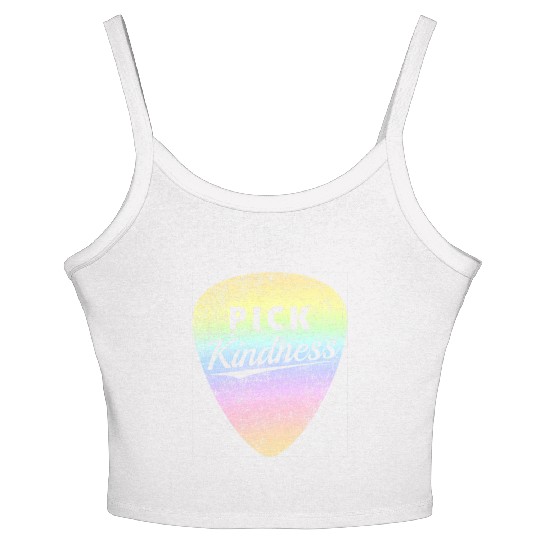 Pastel Rainbow Guitar Pick Pun Anti-Bullying Pick Women's Spaghetti Strap Tank Top
