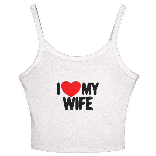 I Love My Wife Red Heart Husband I Love My Wife Women's Spaghetti Strap Tank Top