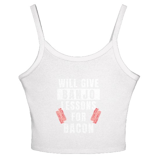 Banjo Player Lessons For Bacon Music Instrument Women's Spaghetti Strap Tank Top