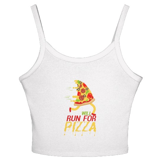 Will run for pizza Women's Spaghetti Strap Tank Top