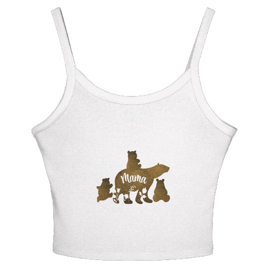 Mama Bear With 3 Baby Bear Cubs Following Mama Women's Spaghetti Strap Tank Top