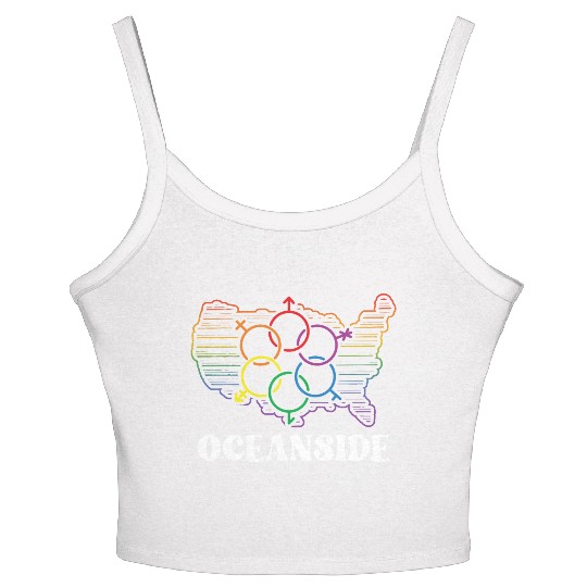 Oceanside Pride Month Pride Flag LGBT Community LG Women's Spaghetti Strap Tank Top