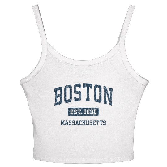 Boston Massachusetts Ma Vintage Athletic Women's Spaghetti Strap Tank Top
