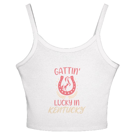 Gattinâ€™ Lucky In Kentucky Horse Racing Derby Women's Spaghetti Strap Tank Top