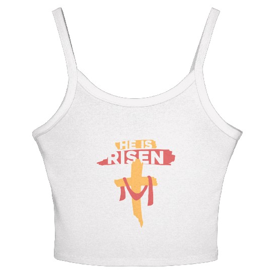 He Is Risen Christian Easter Women's Spaghetti Strap Tank Top